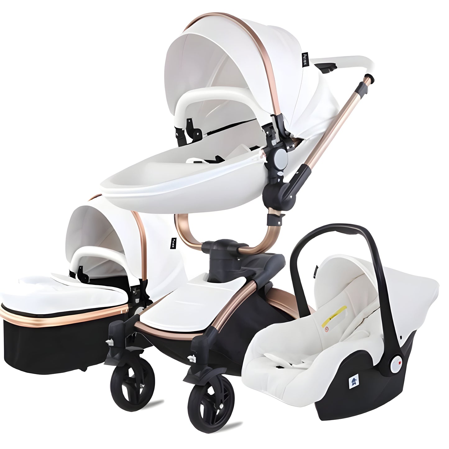 Luxury Leather 360° Rotating 3-in-1 Baby Stroller