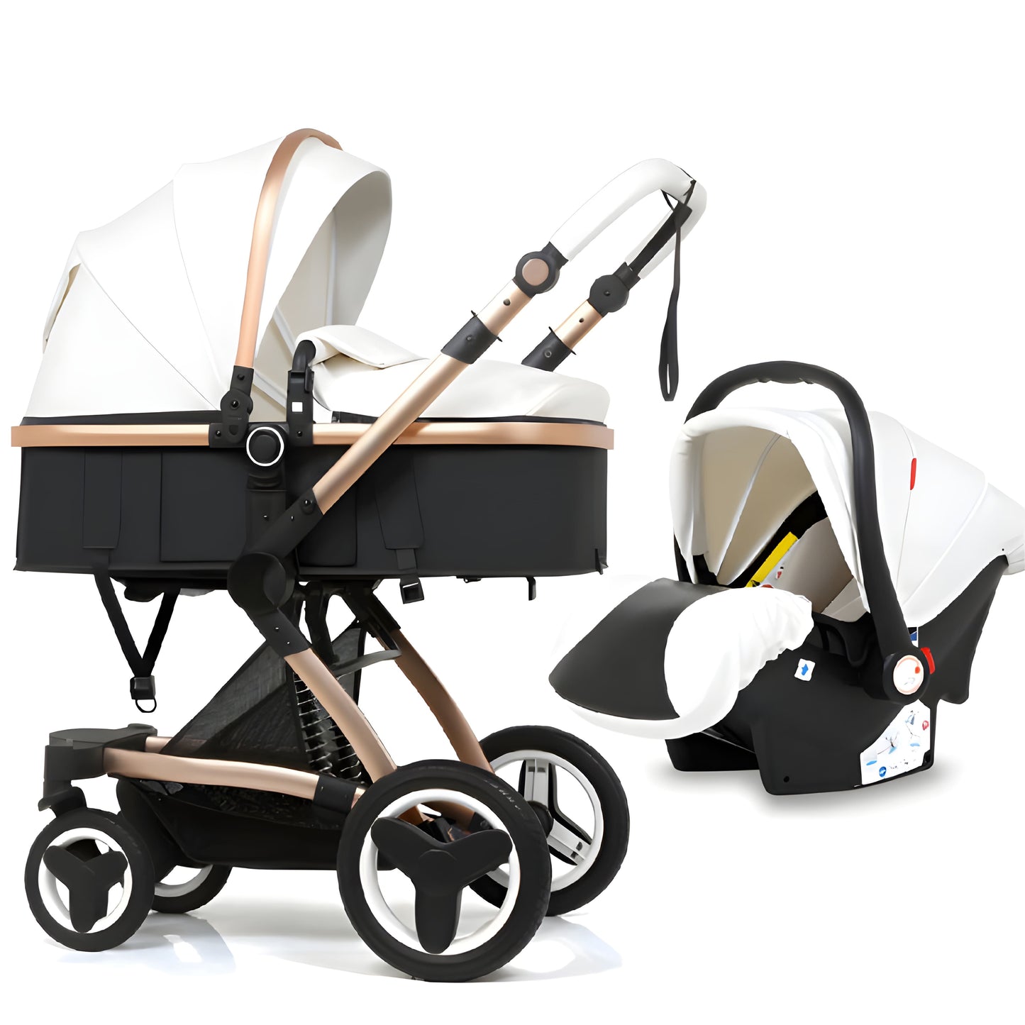 Premium Leather 3-in-1 Baby Stroller