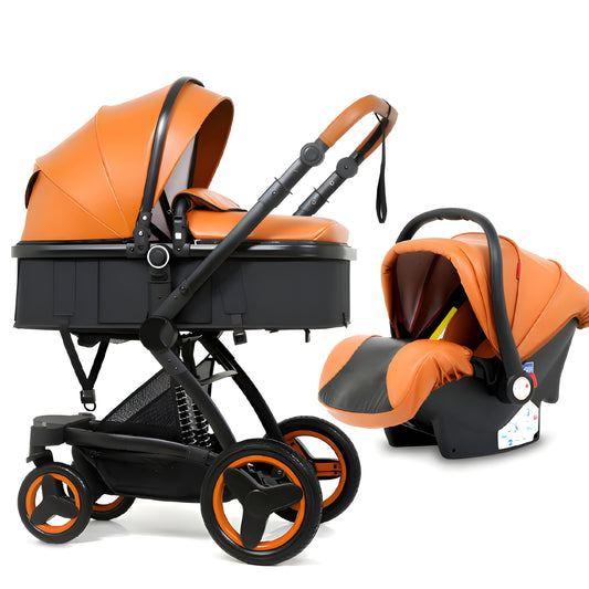 Premium Leather 3-in-1 Baby Stroller