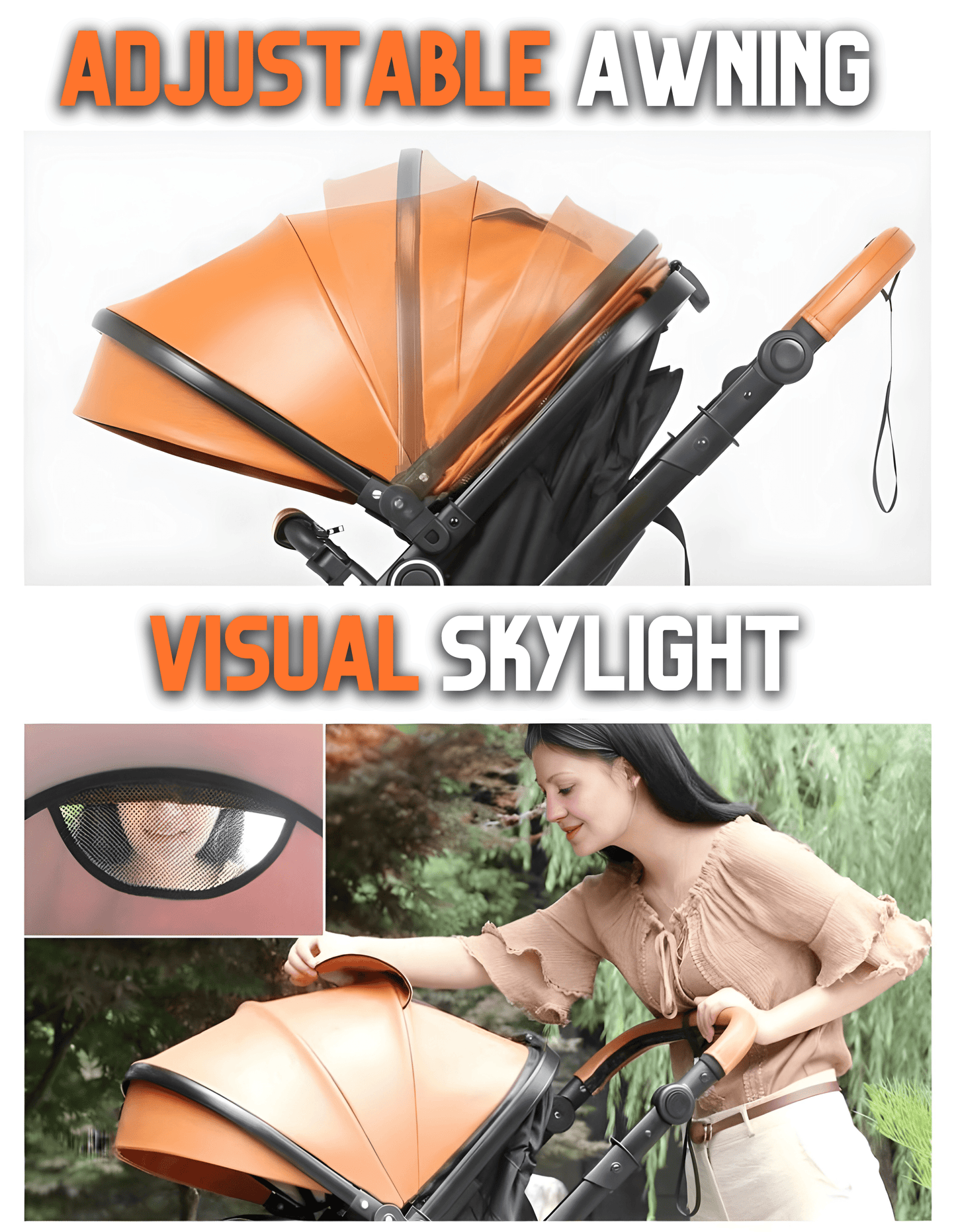 Premium Leather 3-in-1 Baby Stroller