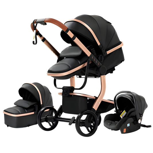 Luxury Leather 3-in-1 Baby Stroller