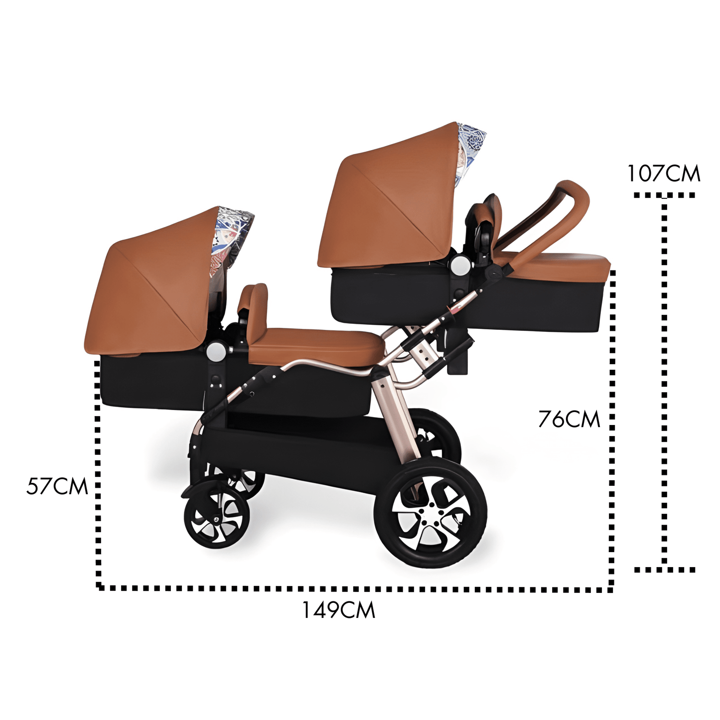 Luxury Leather Twin Baby Stroller