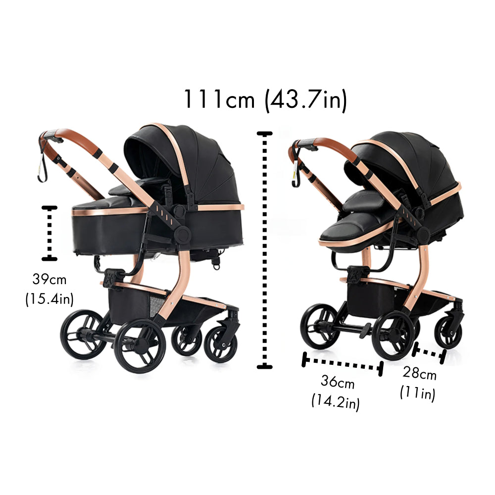 Luxury Leather 3-in-1 Baby Stroller
