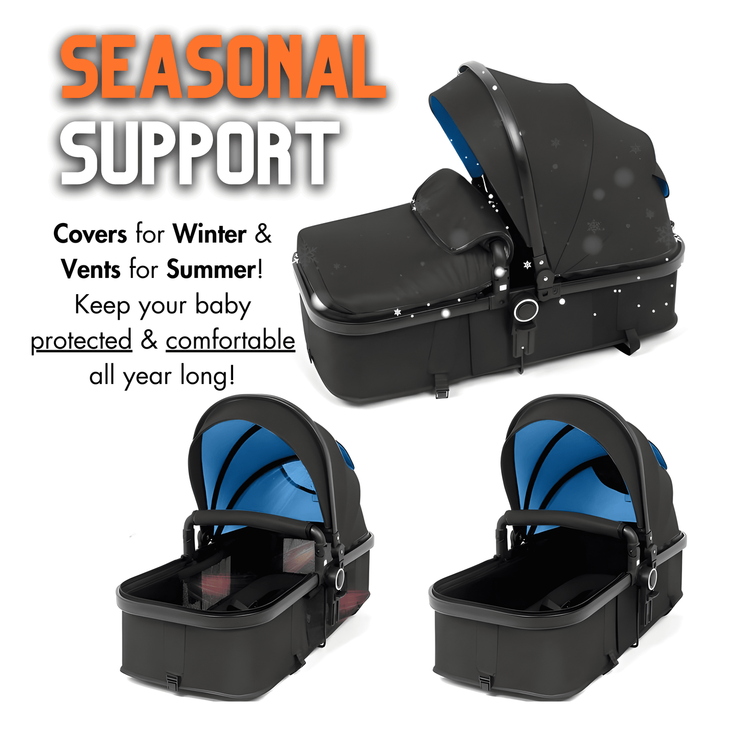 Premium Oxford Cotton 3-in-1 Baby Stroller